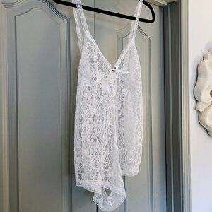 Rare Vintage Gunne Sax Lace Teddy Bridal Boudoir Lingerie Jessica McClintock XS